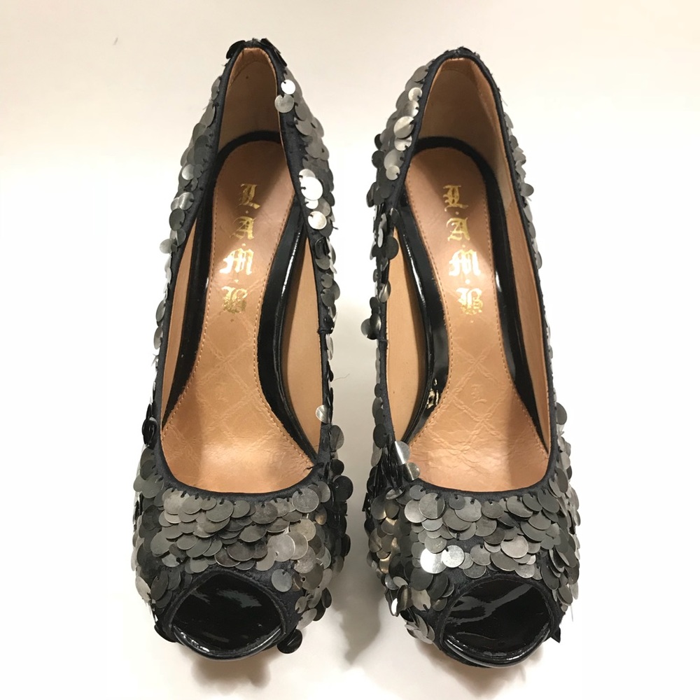 L.A.M.B. by Gwen Stefani Sequined Peep Toe Heels